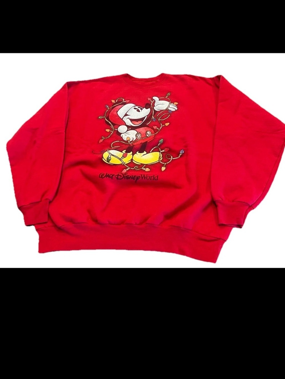Y2K Walt Disney World Mickey Mouse Red Holiday Christmas Sweatshirt XL Vacation
